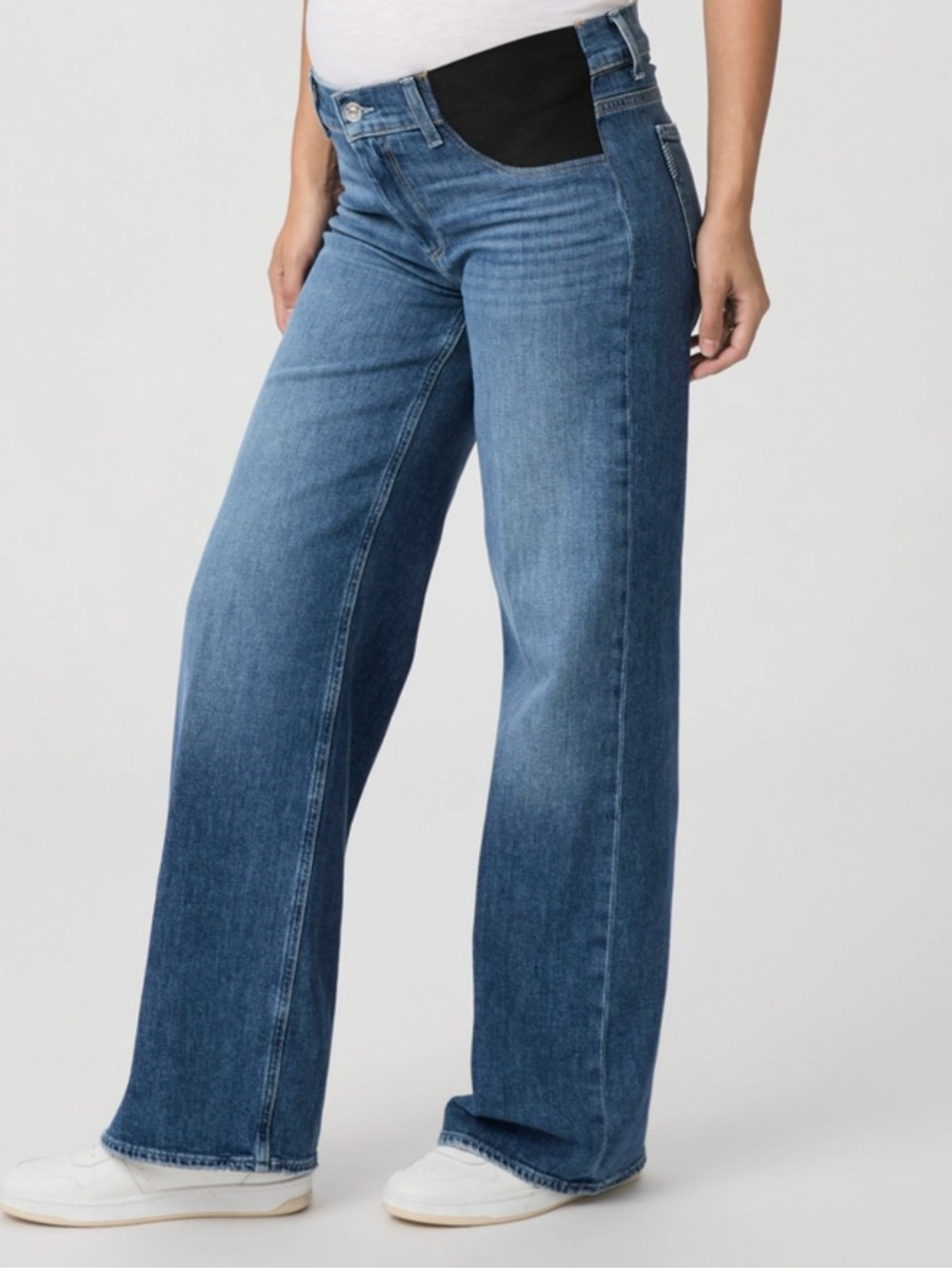 PAIGE Medium Blue Wide-Leg Maternity Jeans Sasha